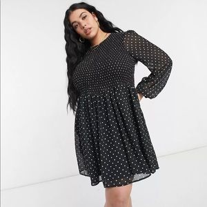 ASOS shirred top polka dot dress